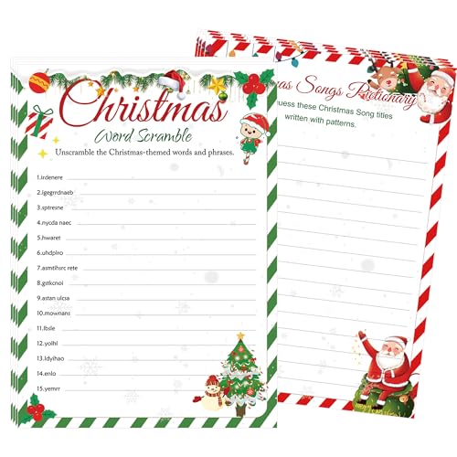 Weihnachtsparty-Spielkarte, 30 Stück, Weihnachtsfrage- und Antwortkarten, Weihnachtswortsuche, Wortspiel, Karte, Wort-Scramble-Spiele mit Antwortschlüssel Weihnachtsparty-Spielkarte, 30 Stück, Weihnachtsfrage- und Antwortkarten, Weihnachtswortsuche, Wortspiel, Karte, Wort-Scramble-Spiele mit Antwortschlüssel von wootile