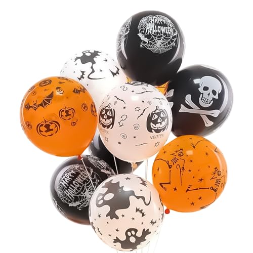 100 Stück Neu Latex Halloween Ballons -Halloween Kürbis und Geist Ballons 12 Zoll Orange Schwarz Weiß Riesen Halloween Ballons für Halloween Party Feier von wopin