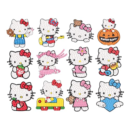 12 Hello Kitty Diamond Painting Sticker,Wopin- Hello Kitty Diamant Painting Bilder Kinder,5d Diamond Painting Anfänger Set,Schöne Handgemachte Deko,Sehr gut für Anfänger und Kinder geeignet 12 Hello Kitty Diamond Painting Sticker,Wopin- Hello Kitty Diamant Painting Bilder Kinder,5d Diamond Painting Anfänger Set,Schöne Handgemachte Deko,Sehr gut für Anfänger und Kinder geeignet von wopin