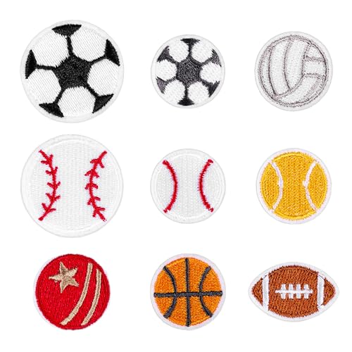 18 Stück Fußball Bügel Patches zum Aufbügeln, Ball Sports-Stil Patch Kit Kinder Bügelflicken zum Aufbügeln Aufnäher zum Aufnähen Applikation für T-Shirt Jeans Jacken Rucksäcke Hüte von worahroe