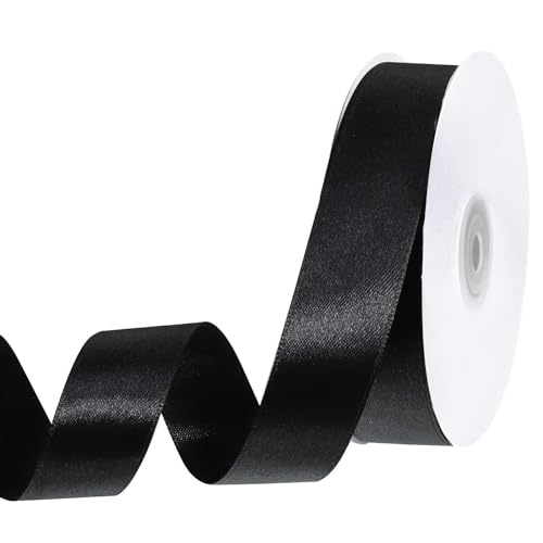 woric 45 m Satinband Schwarz, 25 mm Schleifenband Schwarzes Band Geschenkband Breit Trauerband Dekoband für Geschenkverpackung Basteln Deko Geburtstag Taufe Trauer woric 45 m Satinband Schwarz, 25 mm Schleifenband Schwarzes Band Geschenkband Breit Trauerband Dekoband für Geschenkverpackung Basteln Deko Geburtstag Taufe Trauer von woric