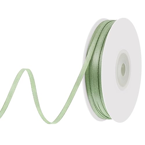 woric 91 m Schleifenband Grün, 3 mm Geschenkband Grün Satinband Dekoband Band Grasgrün für Geschenkverpackung Basteln Ostern Deko Hochzeit Geburtstag von woric