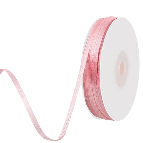woric 91 m Schleifenband Rosa, 3 mm Geschenkband Rosa Satinband Dekoband für Kommunion Deko Hochzeit Geburtstag Taufe Baby Shower Geschenkverpackung von woric