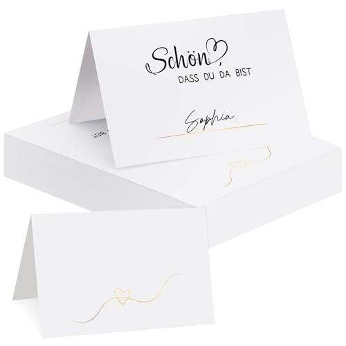 woric 60 Stück Tischkarten Schön dass du da bist, 110x85mm Platzkarten zum selbst Beschriften Namenskärtchen Tischkarten für Hochzeit Geburtstag Taufe woric 60 Stück Tischkarten Schön dass du da bist, 110x85mm Platzkarten zum selbst Beschriften Namenskärtchen Tischkarten für Hochzeit Geburtstag Taufe von woric