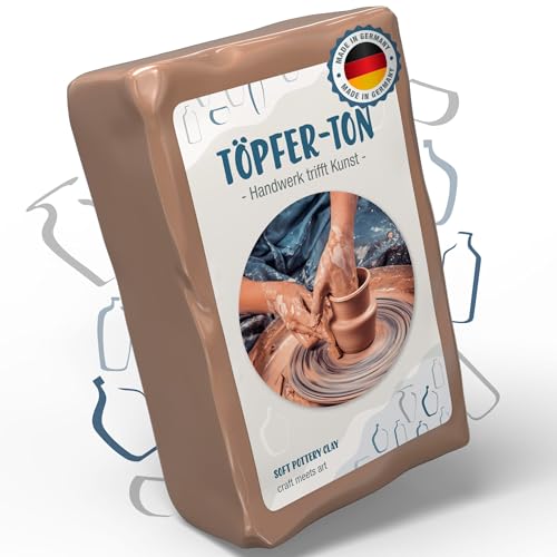 Töpfer- Ton Modelliermasse und Töpferton - Ton zum Töpfern - 100% natürlicher lufttrocknend und brennbarer Ton - Auch zum Modellieren geeignet - Weich & geschmeidig - (5 Kilogramm) von work'n'life