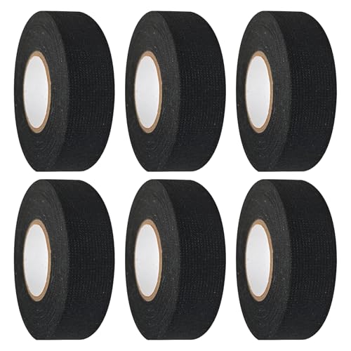 6 Stück Gewebeband Schwarzes Klebeband Isolierband Schwarz, 19mm x 15m Gewebeklebeband, Kabelbaum Klebeband Stoffklebeband Selbstklebende Textilband für KFZ Motorrad Kabelbäume Elektriker Band 6 Stück Gewebeband Schwarzes Klebeband Isolierband Schwarz, 19mm x 15m Gewebeklebeband, Kabelbaum Klebeband Stoffklebeband Selbstklebende Textilband für KFZ Motorrad Kabelbäume Elektriker Band von woshilaoDS