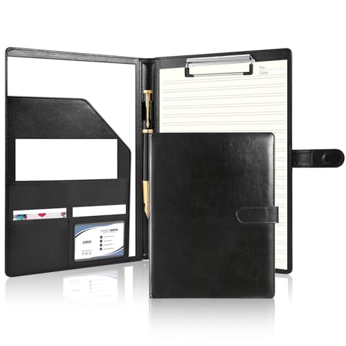 Professioneller Portfolio-Ordner mit Klemmbrett, Kunstleder-Padfolio-Organizer für Lebenslauf, Interviews, Geschäftskonferenzen, juristischer Blockhalter für A4-Briefgröße, Notizblock mit mehreren von woweasi