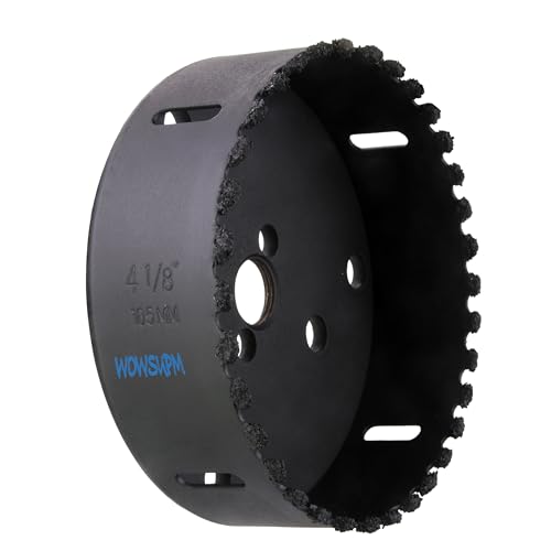 WOWSUPM Lochsäge, Hartmetall-Körnung, 10,3 cm, zum Schneiden von Luftziegeln, Stuck, winterharte Planken, Trockenbau, Zementplatte mit Zentrierbohrern, bis zu 3 x lange Lebensdauer WOWSUPM Lochsäge, Hartmetall-Körnung, 10,3 cm, zum Schneiden von Luftziegeln, Stuck, winterharte Planken, Trockenbau, Zementplatte mit Zentrierbohrern, bis zu 3 x lange Lebensdauer von wowsupm