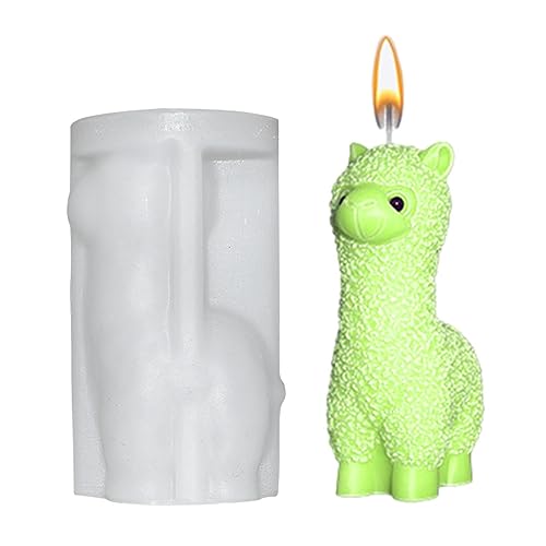 Alpaka Kerzenform - 3D-Tierstatuen-Silikonformen für die Seifenherstellung,Antihaftbeschichtete Kuchendekorations-Fondantform, Lama-förmige Epoxidharz-Silikonform für selbstgemachte von woyufen