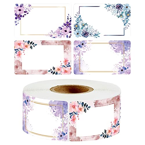 Aufkleber Rolle | Briefumschlag-Etiketten mit Blumenmotiv | selbstklebende Etiketten für Gelee-Einmachgläser, Einmachgläser, etc., mit leerem Bereich zum Beschriften Aufkleber Rolle | Briefumschlag-Etiketten mit Blumenmotiv | selbstklebende Etiketten für Gelee-Einmachgläser, Einmachgläser, etc., mit leerem Bereich zum Beschriften von woyufen