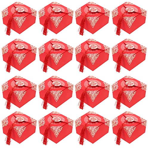 20 Stück Chinesische Hochzeit Pralinenschachtel mit Quaste Rot Gefälligkeiten Leckereien Schachteln Schokoladenverpackungsschachteln for Chinesische Hochzeit Verlobung, Medium hochzeitsdekorationen von wrtgerht