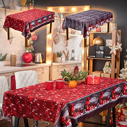2er Pack Weihnachtstischdecke Rechteckig Groß, Weihnachtliche Tischdecke Rot, Tischabdeckung für Esstisch 180 x 150 cm (71x59in), Waschbare und Wasserabweisende Tischdecke zum Abwischen von wsryx