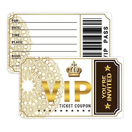 wuguimeii 20 doppelseitige Design-Geburtstagsparty-Einladungen mit Umschlägen, Film-VIP-Party-Einladungen, Babyparty-Einladungen, Zubehör (Weißgold) von wuguimeii