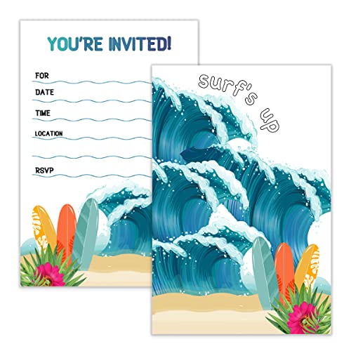 wuguimeii Summer Surf's Up Geburtstagsparty für Jungen und Mädchen, mit Umschlägen, Einladungen für Geburtstag, Sommer, Strandparty, Einladungskarten, Splish Splash Beach Bash, 20 Stück wuguimeii Summer Surf's Up Geburtstagsparty für Jungen und Mädchen, mit Umschlägen, Einladungen für Geburtstag, Sommer, Strandparty, Einladungskarten, Splish Splash Beach Bash, 20 Stück von wuguimeii