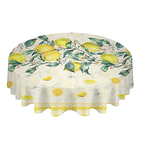 Tischdecke 152cm Gelbe Zitronen-Sommerblumen-Zitronen-Karokaro Tischtuch Rund Wachstuch Abwaschbar Wachstischdecke Für Party Terrasse Jubiläum Tischdecke 152cm Gelbe Zitronen-Sommerblumen-Zitronen-Karokaro Tischtuch Rund Wachstuch Abwaschbar Wachstischdecke Für Party Terrasse Jubiläum von wuhanshiruikewanshangmaoyouxiangongsi