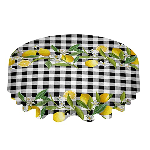 Tischdecke 152cm Gelbe Zitronen-Sommerfrucht-Zitronen-Schwarz-Weißes Büffel-Plaid Wachstischdecke Wasserdicht Wachstuchtischdecke Abwaschbar Tischwäsche Für Party Camping Outdoor Tischdecke 152cm Gelbe Zitronen-Sommerfrucht-Zitronen-Schwarz-Weißes Büffel-Plaid Wachstischdecke Wasserdicht Wachstuchtischdecke Abwaschbar Tischwäsche Für Party Camping Outdoor von wuhanshiruikewanshangmaoyouxiangongsi