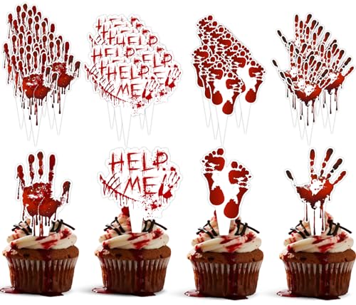 36 Stück Halloween Dessert Cupcake Topper Pick für Horror Blutmesser Cupcake Picks Killer Geburtstag Kuchen Dekorationen 36 Stück Halloween Dessert Cupcake Topper Pick für Horror Blutmesser Cupcake Picks Killer Geburtstag Kuchen Dekorationen von wuhuzsm