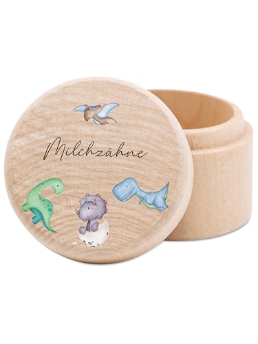 wunderwunsch® - Milchzahndose Motiv Milchzähne aus Holz mit kinderfreundlichem UV-Druck - Zahndose Milchzähne als Erinnerung an die ersten Zähnchen von wunderwunsch