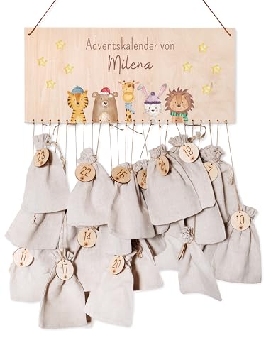 wunderwunsch® - Personalisierter Adventskalender zum selber befüllen - mit kinderfreundlichem Druck auf Holz - mit Juteschnur Jutesäckchen und Holzzahlen wunderwunsch® - Personalisierter Adventskalender zum selber befüllen - mit kinderfreundlichem Druck auf Holz - mit Juteschnur Jutesäckchen und Holzzahlen von wunderwunsch