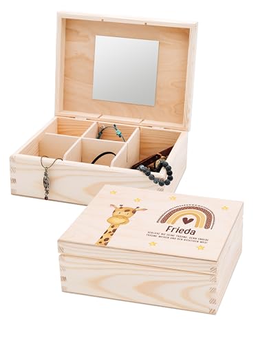 wunderwunsch Schmuckkästchen, Schmuckschatulle, Schmuckbox Mädchen, Geschenk Girls, Schmuckdose, individuell personalisiert als niedliche und individuelle Geschenkidee (Spruch Giraffe) von wunderwunsch