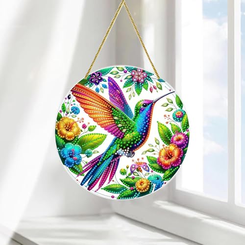 Diamond Painting Anhänger,DIY 5D Diamant Painting Windspiel mit Kette,Vogel Deko Anhänger,Für die Dekoration von Eingangs und Fensterwänden(H) von wuyukeji