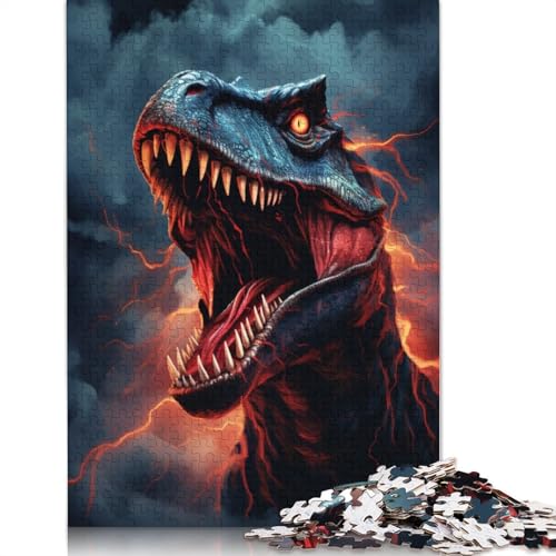 1000-teiliges Puzzle für Erwachsene wütender Tyrannosaurus Rex Puzzle-Geschenkpapier tolles Geschenk für Erwachsene 1000 Teile (38 x 26 cm) von wuzihanptpt