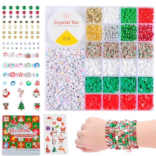 Wuzoe Weihnachten Perlenset für Armbänder, 6666 Stück, mit Tonperlen, Glasperlen, Buchstaben Perlen, Freundschaftsarmbänder Selber Machen Bastelset Wuzoe Weihnachten Perlenset für Armbänder, 6666 Stück, mit Tonperlen, Glasperlen, Buchstaben Perlen, Freundschaftsarmbänder Selber Machen Bastelset von wuzoe