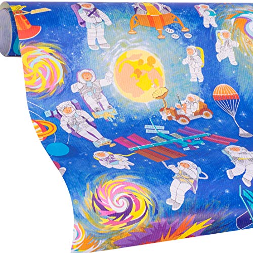 WELTRAUM Space Geschenkpapier Weltall - 5m Rolle für Mädchen und Jungs zum Geburtstag, Weihnachten, Ostern, Einschulung - Reißfestes Geschenkpapier von www.disegno.shop