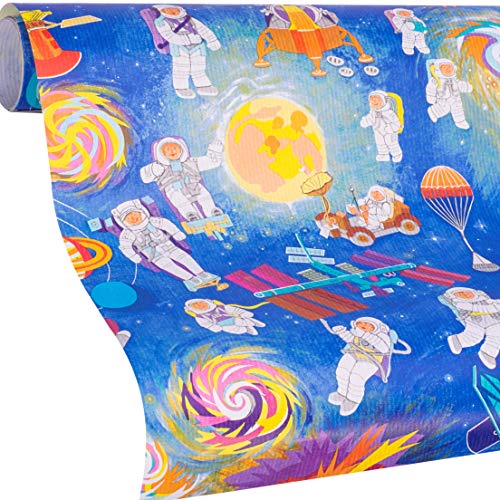 WELTRAUM Geschenkpapier - SPACE Geschenkpapier Weltall - 5m Geschenkpapier Rolle - Mädchen und Jungs zum Geburtstag, Weihnachten, Ostern, Einschulung - reißfestes Geschenkpapier von www.disegno.shop