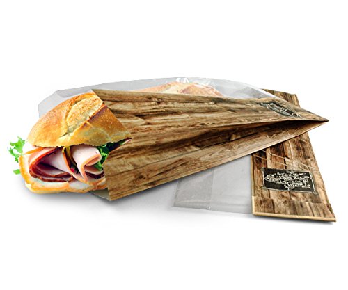 www.to-go-verpackungen.de Faltenbeutel Sichtstreifen Seitlich Enjoy Your Meal, 12x5x28 cm, Polyethylen, Kopffalt, Tragegriff, Einfacher Papierbeutel, 1.000 Stück von www.to-go-verpackungen.de