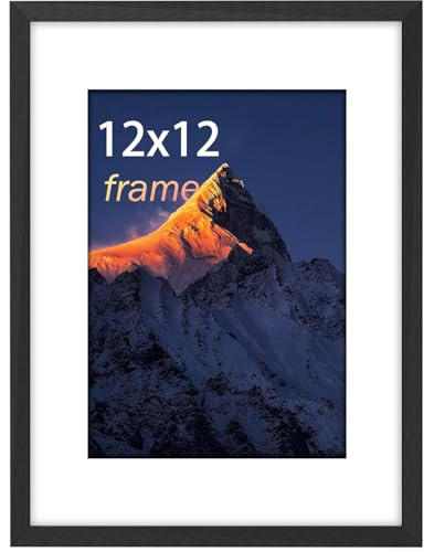 wyewye 12x12 frame Bilderrahmen 30.48x30.48cm,Schwarz Holz Bilderrahmen, Bilderrahmen Set Passepartout UND Plastikglasscheibe Für Bilder 30.48x30.48cm MIT Matte von wyewye