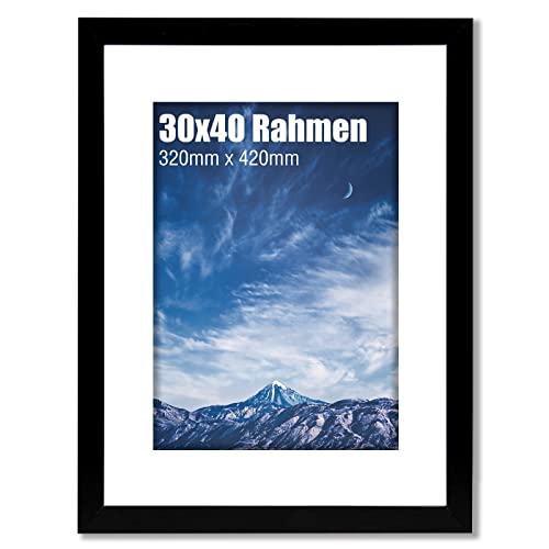 wyewye 30x40 cm Bilderrahmen 1 Stück, Holz-Bilderrahmen mit Passepartout für 30x40 cm Druck, Kunststoff-Bilderrahmen für Wand, Klassischem Design, Perfekt zum Verschenken, Schwarz wyewye 30x40 cm Bilderrahmen 1 Stück, Holz-Bilderrahmen mit Passepartout für 30x40 cm Druck, Kunststoff-Bilderrahmen für Wand, Klassischem Design, Perfekt zum Verschenken, Schwarz von wyewye