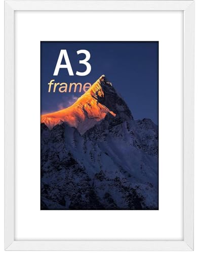 wyewye A3 Bilderrahmen Weiß, Bilderrahmen A3, 29,7x42 cm mit Plexi-Glas, Din A3 Bilderrahmen für A3/A4 Druck, mit Weiße Passepartout, Bilderrahmen A3 Wandmontage Möglich, Bilderrahmen Din A3 Holz wyewye A3 Bilderrahmen Weiß, Bilderrahmen A3, 29,7x42 cm mit Plexi-Glas, Din A3 Bilderrahmen für A3/A4 Druck, mit Weiße Passepartout, Bilderrahmen A3 Wandmontage Möglich, Bilderrahmen Din A3 Holz von wyewye