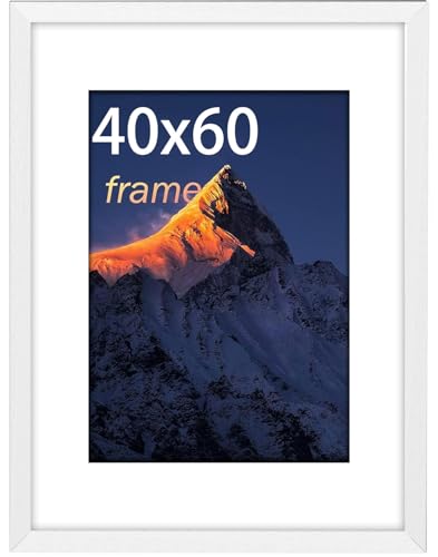 wyewye Bilderrahmen 40x60, MDF Holz Bilderrahmen Din 40x60 Weißer, Rahmen mit Acrylglas - zum vertikalen oder horizontalen Aufhängen, für Fotos, Poster, Puzzles von wyewye