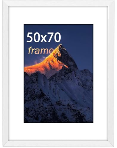 wyewye Bilderrahmen 50x70, MDF Holz Bilderrahmen 50x70 Weißer, Rahmen mit Acrylglas - zum vertikalen oder horizontalen Aufhängen, für Fotos, Poster, Puzzles von wyewye