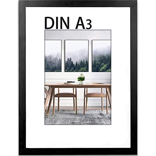 wyewye Bilderrahmen A3, MDF Holz Bilderrahmen Din A3 schwarz, 29,7x42 cm, Rahmen A3 mit Acrylglas - zum vertikalen oder horizontalen Aufhängen, für Fotos, Poster, Puzzles wyewye Bilderrahmen A3, MDF Holz Bilderrahmen Din A3 schwarz, 29,7x42 cm, Rahmen A3 mit Acrylglas - zum vertikalen oder horizontalen Aufhängen, für Fotos, Poster, Puzzles von wyewye