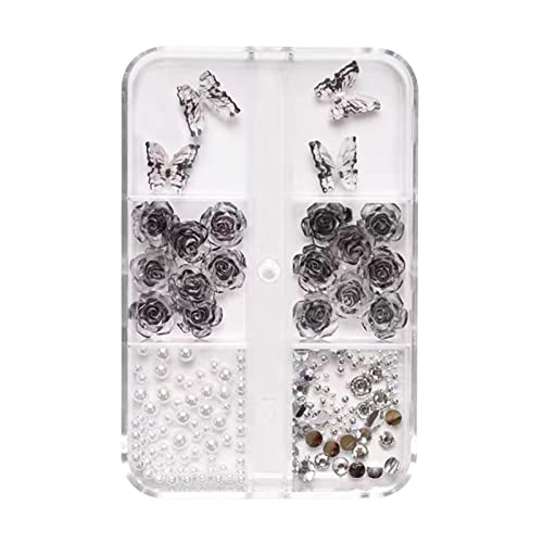3D-Acryl-Nagelkunst-Dekorationen, Nagelspitze, Nagelkunst-Zubehör, Nagelglitzer, gemischte Blumen-Nagelkunst-Sets, Nagelkunst-Strasssteine von xbiez