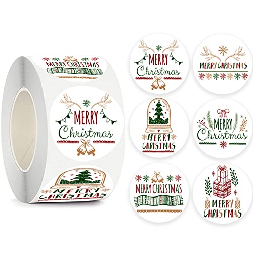 500x Runde Weihnachtsanhänger Frohe Weihnachten Aufkleber Etiketten Selbstklebend Weihnachten Umschlag Siegel Aufkleber für Dekorationen von xbiez