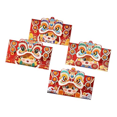 Briefumschläge für Neujahrs-Rötungen, traditionelles Schlangenjahr, multifunktional, chinesische Tierkreiszeichen, Geld-Papiertüte, Mond-Neujahrsdekoration, 4 Stück von xbiez