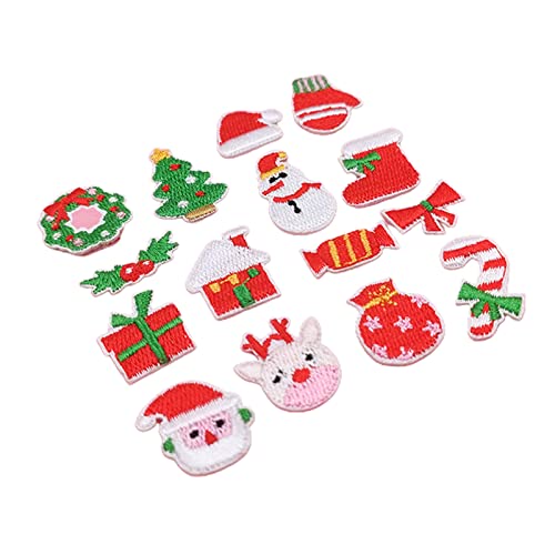 Weihnachtsdekoration, zum Aufbügeln, Weihnachtsmann, Schneemann, Baum, bestickt, für Festivals, 15 Stück von xbiez