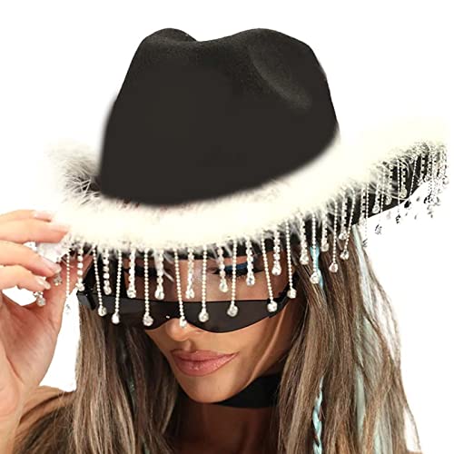 xbiez Cowboymütze, Western-Cowgirl-Hut für Damen und Mädchen, Foto-Requisiten, Quasten, Brauthüte für Party xbiez Cowboymütze, Western-Cowgirl-Hut für Damen und Mädchen, Foto-Requisiten, Quasten, Brauthüte für Party von xbiez