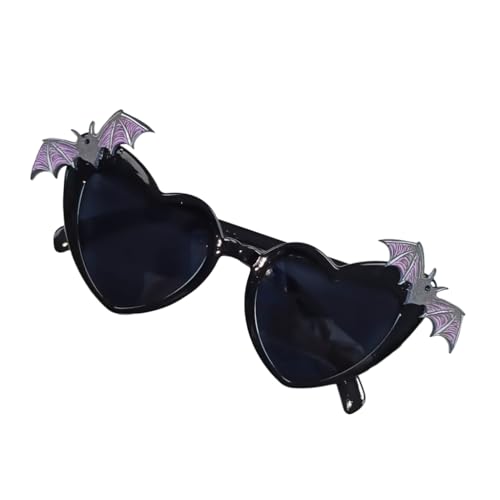 xbiez Gothic Fledermaus-Herz-Sonnenbrille, weibliche Mode, Sonnenbrille, Halloween, Party, Brillen (schwarz) von xbiez