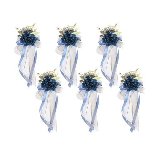 xbiez Künstliche Rosensträuße für Hochzeit, Fahrzeug, Türgriff, Verzierung, Seidenstoff, Blumen, Auto, Schleife, 6 Stück xbiez Künstliche Rosensträuße für Hochzeit, Fahrzeug, Türgriff, Verzierung, Seidenstoff, Blumen, Auto, Schleife, 6 Stück von xbiez