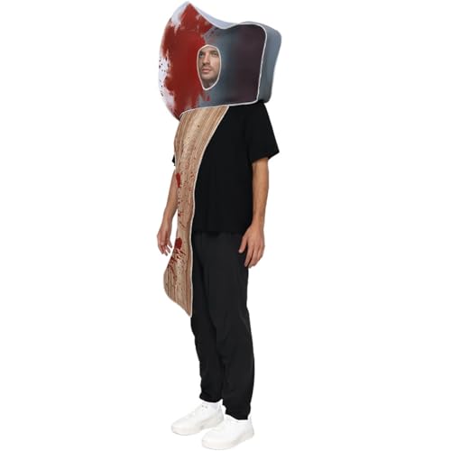 xbiez Lustiges blutiges Beilen-Halloween-Kostüm, atmungsaktiver Verbundschwamm, Horror-Themenparty, Outfit für Erwachsene, Gruppenaufführungen, Halloween-Kostüm, Zubehör, gruselig, lustiges Eigentum von xbiez