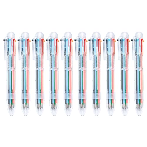 xbiez Mehrfarbiger Kugelschreiber, 6-in-1, einziehbarer mehrfarbiger Stift zum Schreiben von Farbcodierung, Journaling, 10 Stück xbiez Mehrfarbiger Kugelschreiber, 6-in-1, einziehbarer mehrfarbiger Stift zum Schreiben von Farbcodierung, Journaling, 10 Stück von xbiez