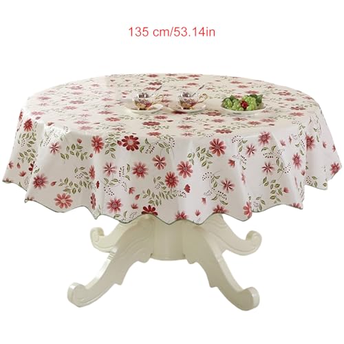 xbiez Strapazierfähige, runde PVC-Tischdecke mit Blumen-Design, ölbeständig und wasserabweisend, für Esstische, sichere Passform xbiez Strapazierfähige, runde PVC-Tischdecke mit Blumen-Design, ölbeständig und wasserabweisend, für Esstische, sichere Passform von xbiez