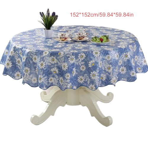 xbiez Strapazierfähige, runde PVC-Tischdecke mit Blumen-Design, ölbeständig und wasserabweisend, für Esstische, sichere Passform xbiez Strapazierfähige, runde PVC-Tischdecke mit Blumen-Design, ölbeständig und wasserabweisend, für Esstische, sichere Passform von xbiez