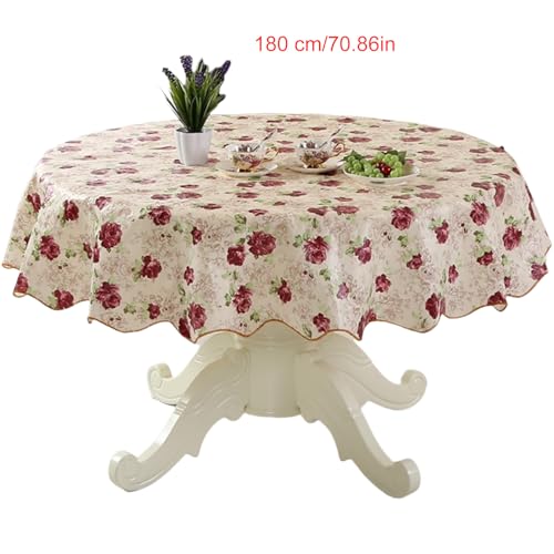 xbiez Strapazierfähige, runde PVC-Tischdecke mit Blumen-Design, ölbeständig und wasserabweisend, für Esstische, sichere Passform xbiez Strapazierfähige, runde PVC-Tischdecke mit Blumen-Design, ölbeständig und wasserabweisend, für Esstische, sichere Passform von xbiez