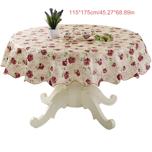 xbiez Strapazierfähige, runde PVC-Tischdecke mit Blumen-Design, ölbeständig und wasserabweisend, für Esstische, sichere Passform xbiez Strapazierfähige, runde PVC-Tischdecke mit Blumen-Design, ölbeständig und wasserabweisend, für Esstische, sichere Passform von xbiez