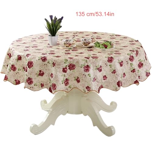xbiez Strapazierfähige, runde PVC-Tischdecke mit Blumen-Design, ölbeständig und wasserabweisend, für Esstische, sichere Passform xbiez Strapazierfähige, runde PVC-Tischdecke mit Blumen-Design, ölbeständig und wasserabweisend, für Esstische, sichere Passform von xbiez